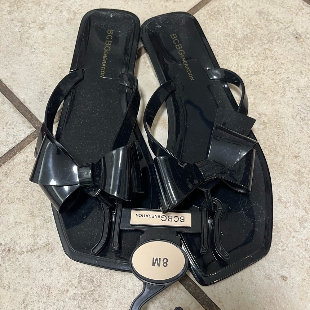 BCBGeneration Black Bow Sandals